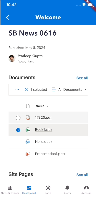 Animated gif demonstrating an app navigating between various documents within a web browser embedded in a mobile app
